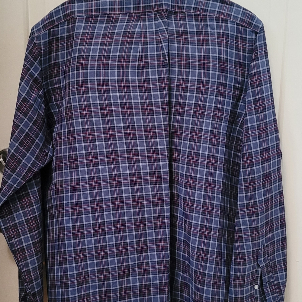 Ralph Lauren Men XL Classic Fit Plaid Blue and Maroon Long Sleeves Button Down - Picture 2 of 6
